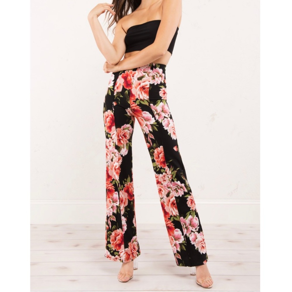 Modern Day Wide Leg High Rise Floral Print Pant